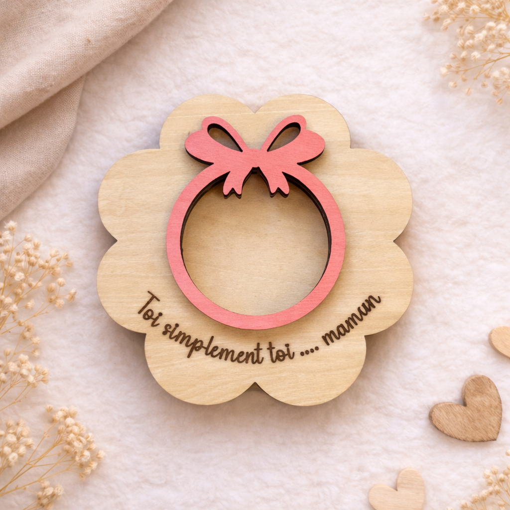 Magnet Photo Personnalisé en Bois – Cadeau Fête des Mamans | 9x9 cm | Souvenir Photo