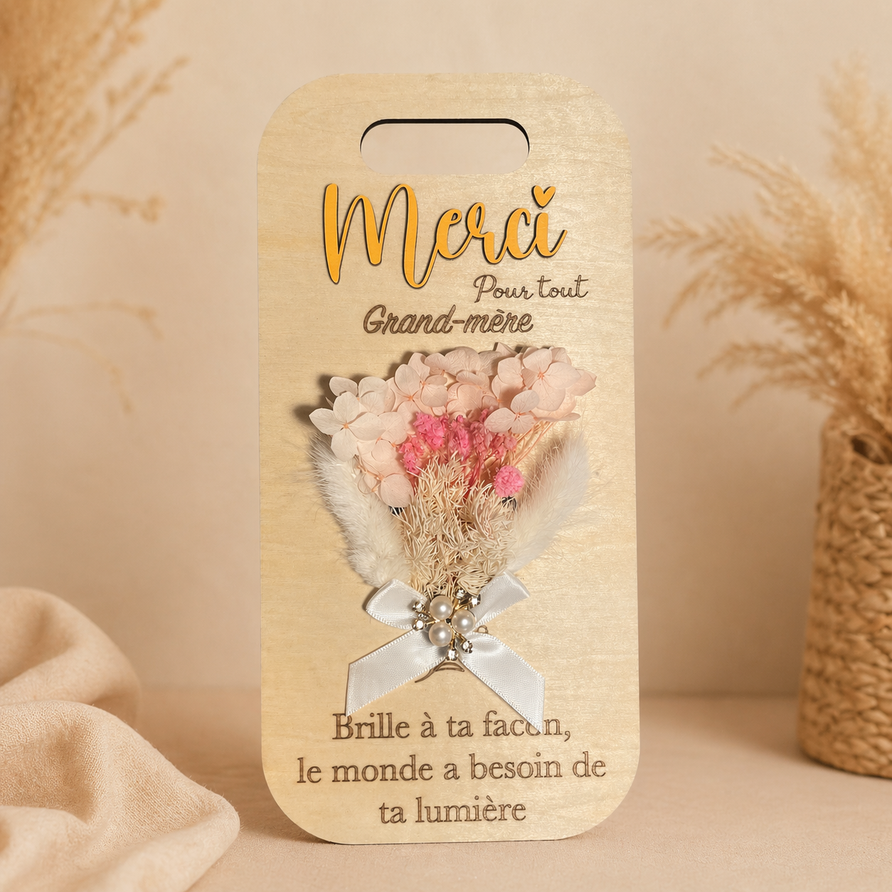 Plaque décorative en bois – “Merci Grand-mère”
