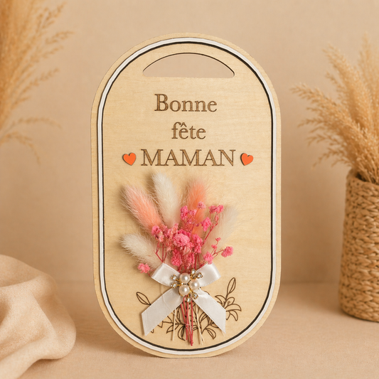 Plaque décorative en bois – “Bonne fête Maman”