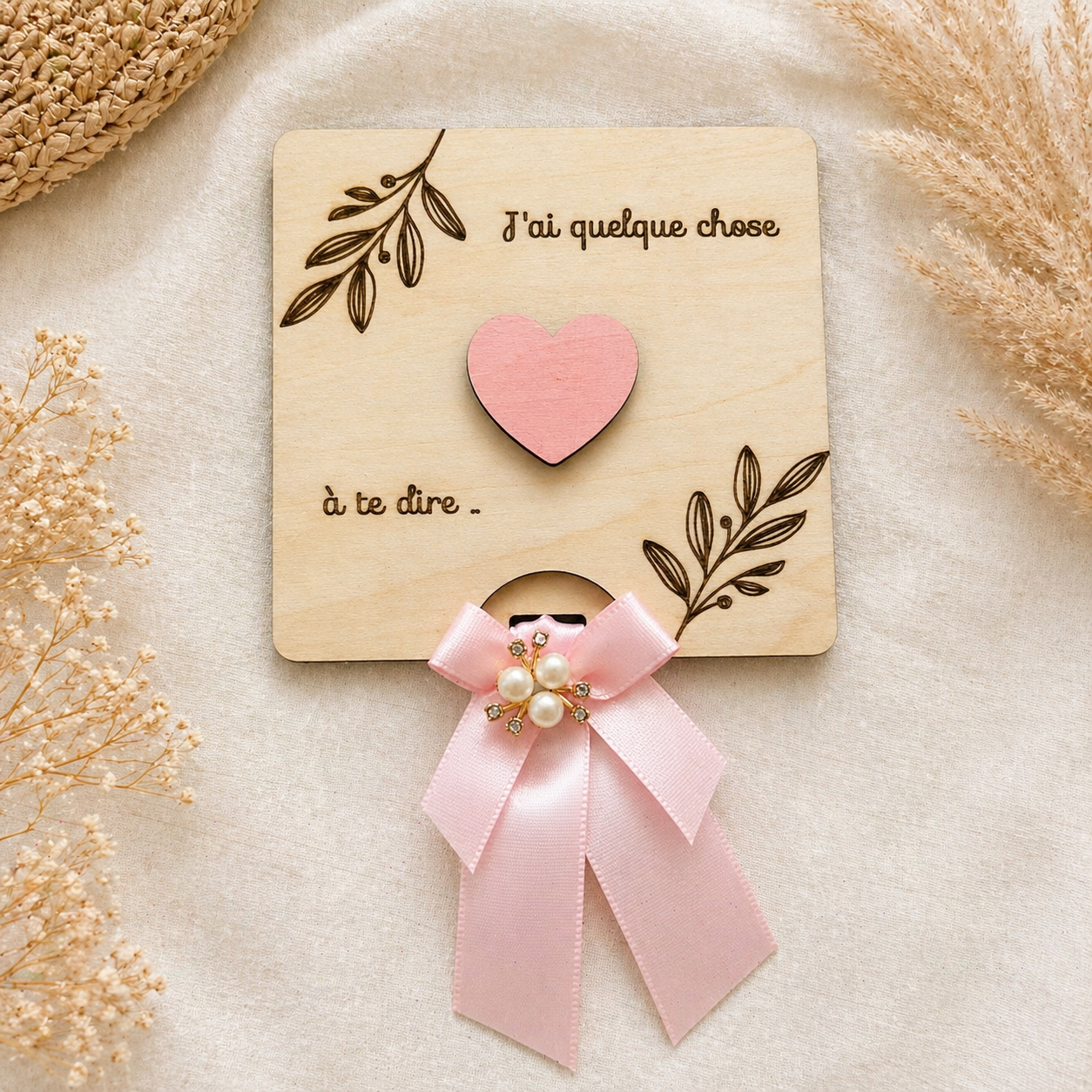 Demande de marraine en bois – Cadeau original et émouvant (11x11 cm)