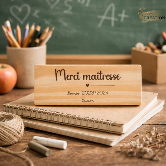 Brosse de Tableau Personnalisée "Merci Maîtresse" – Cadeau Fin d’Année Scolaire